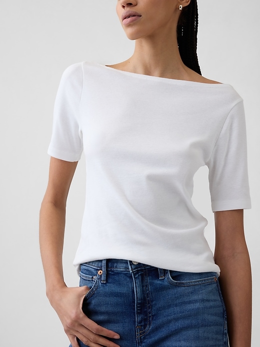 Image number 4 showing, Modern Ribbed Boatneck T-Shirt