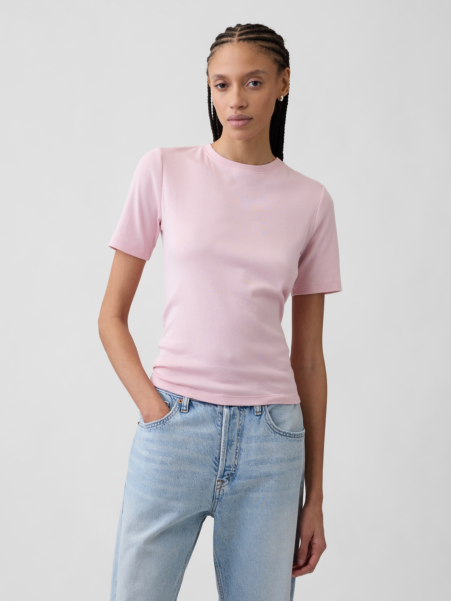 Modern Ribbed Crewneck T-Shirt
