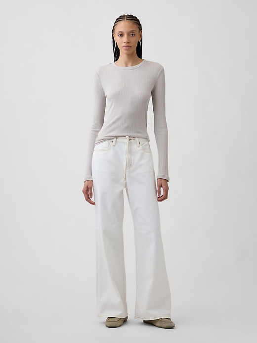 Image number 3 showing, Ribbed Pointelle Crewneck T-Shirt