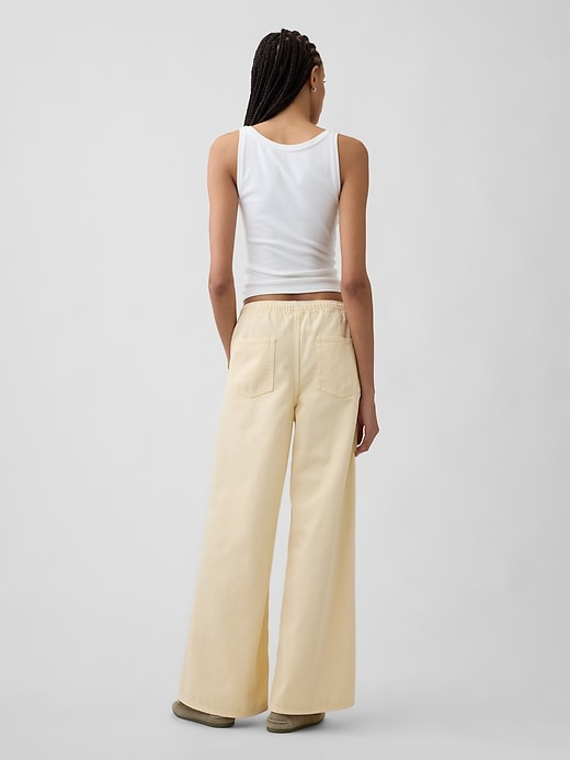 Image number 4 showing, Mid Rise Pull-On Wide-Leg Jeans