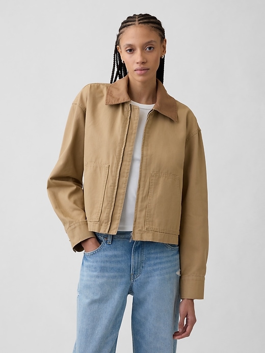 Image number 1 showing, Relaxed Cropped Canvas Barn Jacket