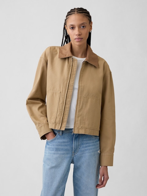 Relaxed Cropped Canvas Barn Jacket