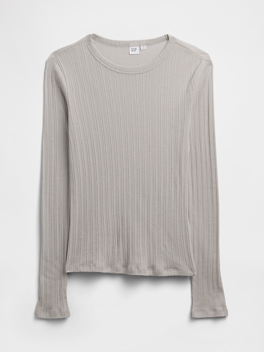 Image number 5 showing, Ribbed Pointelle Crewneck T-Shirt