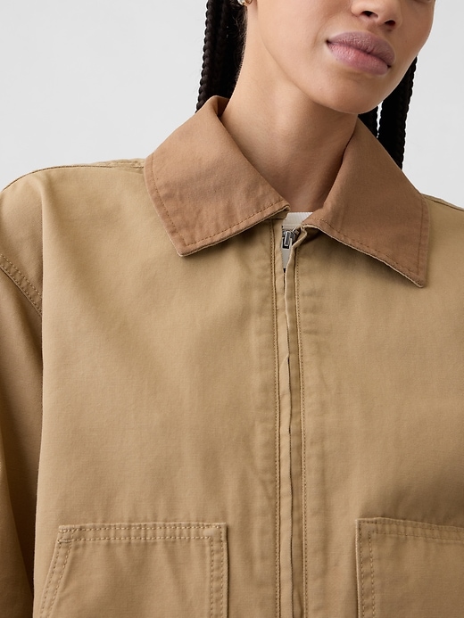 Image number 4 showing, Relaxed Cropped Canvas Barn Jacket