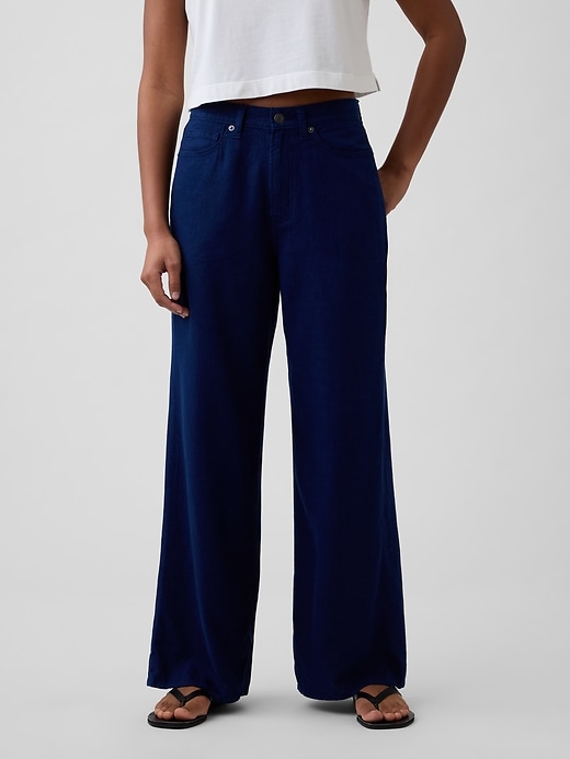 Image number 2 showing, Mid Rise Linen-Blend Wide-Leg Pants