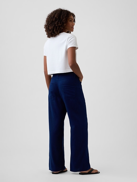 Image number 4 showing, Mid Rise Linen-Blend Wide-Leg Pants