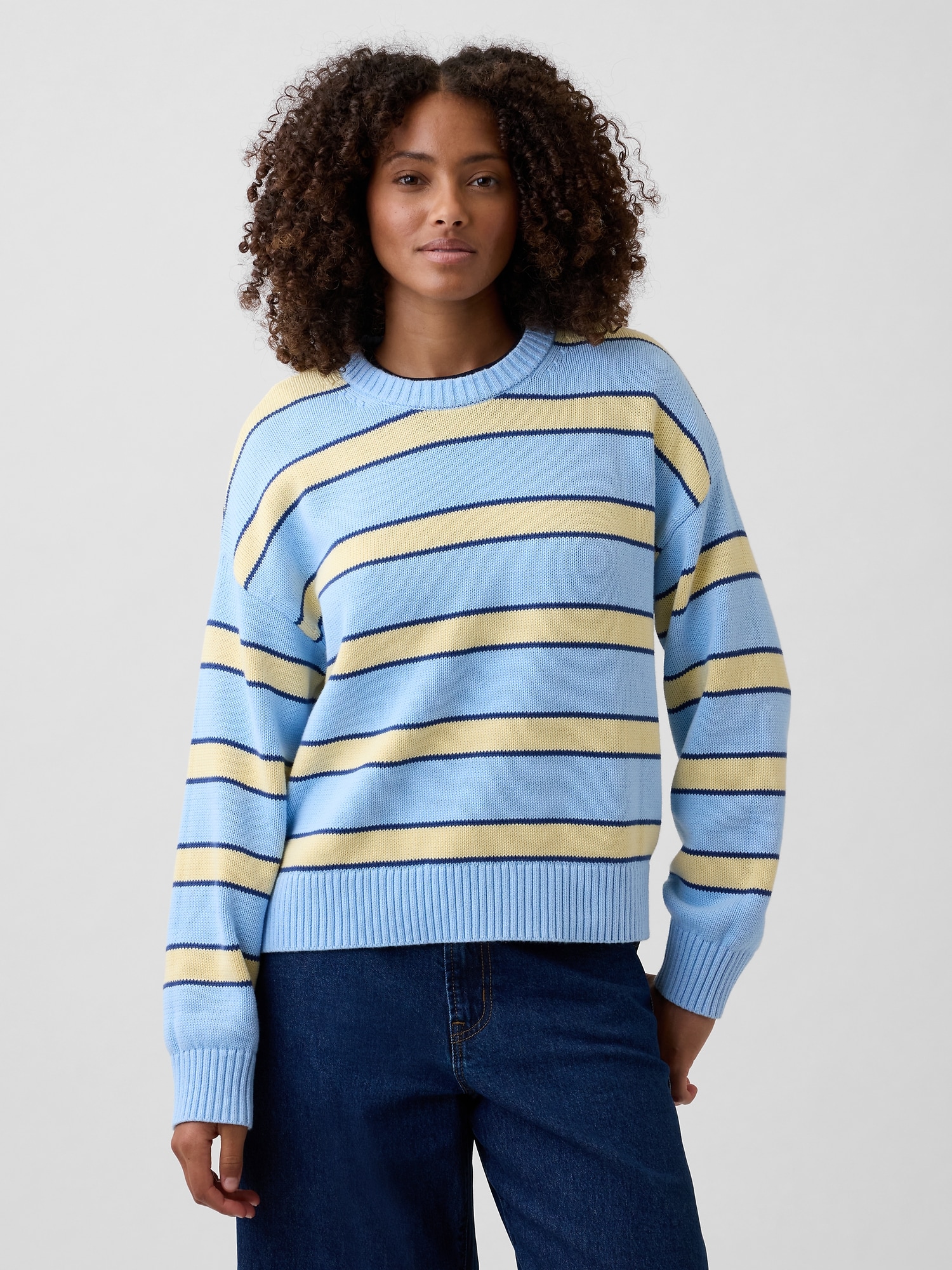 Relaxed Cotton Crewneck Sweater