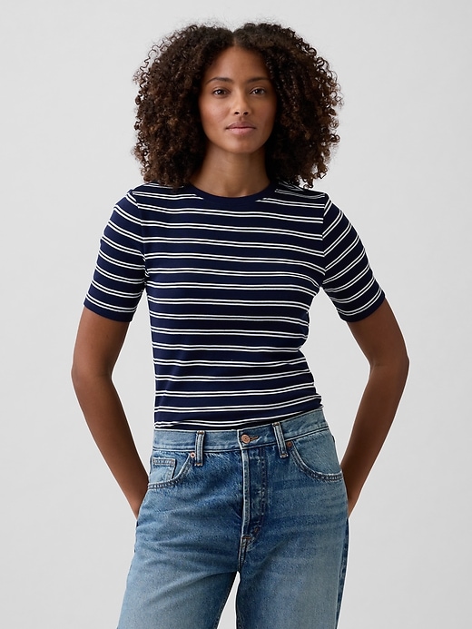 Image number 1 showing, Modern Ribbed Crewneck T-Shirt