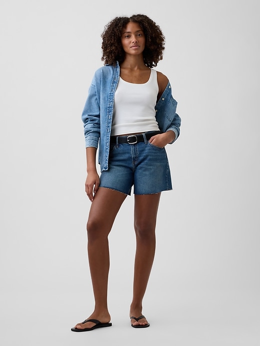 Image number 1 showing, 5" Mid Rise Soft Denim Shorts