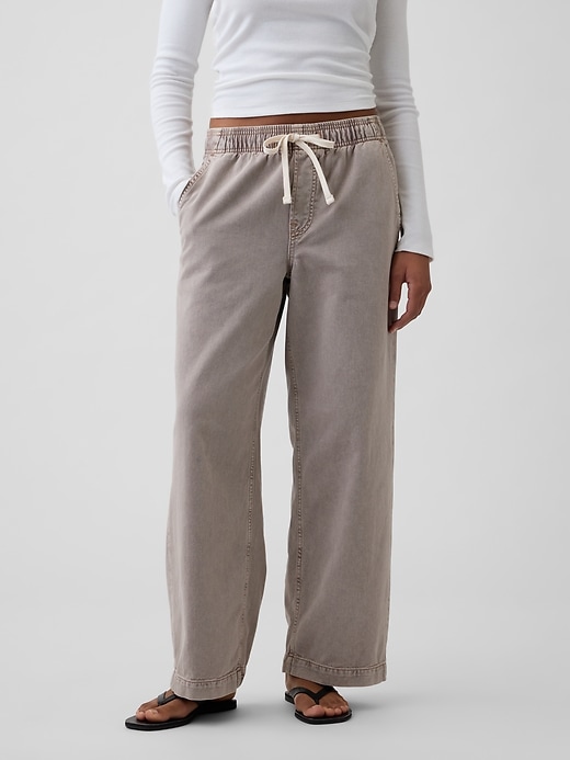 Image number 2 showing, High Rise Pull-On Wide-Leg Jeans