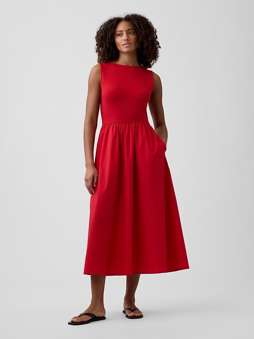 Image number 1 showing, Sleeveless Boatneck Midi Dress