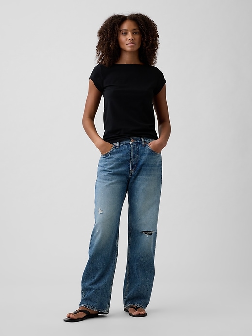 Image number 3 showing, Stretch Jersey Boatneck T-Shirt