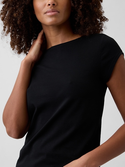 Image number 4 showing, Stretch Jersey Boatneck T-Shirt