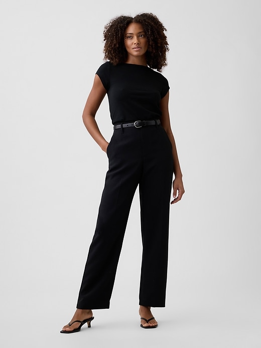 Image number 1 showing, 100% Recycled Easy Straight Crop Trousers