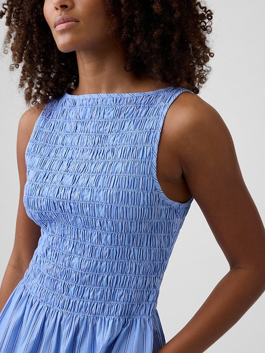 Image number 3 showing, Smocked Boatneck Mini Dress