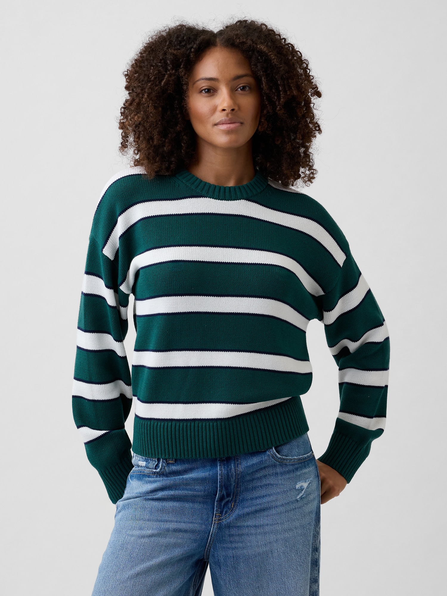 Relaxed Cotton Crewneck Sweater