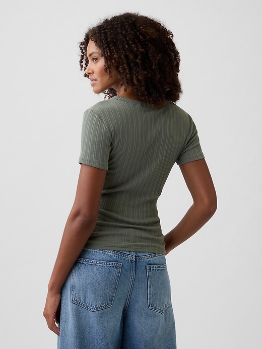 Image number 2 showing, Ribbed Pointelle Crewneck T-Shirt