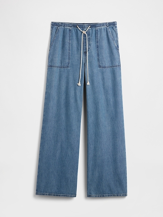 Image number 5 showing, Mid Rise Pull-On SuperLight Wide-Leg Jeans