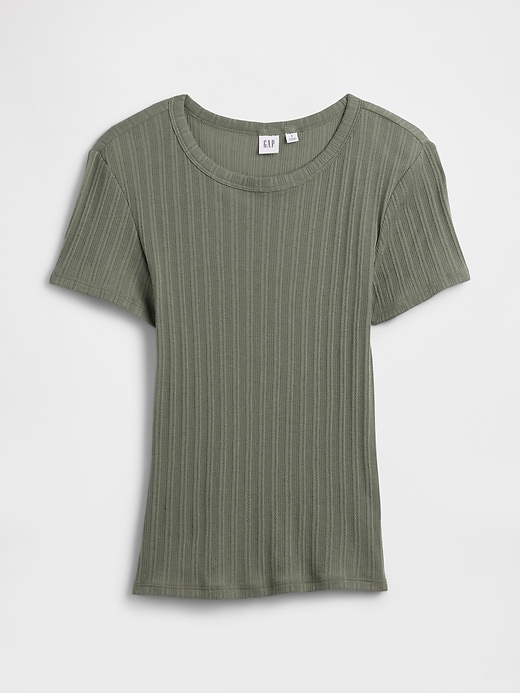 Image number 5 showing, Ribbed Pointelle Crewneck T-Shirt