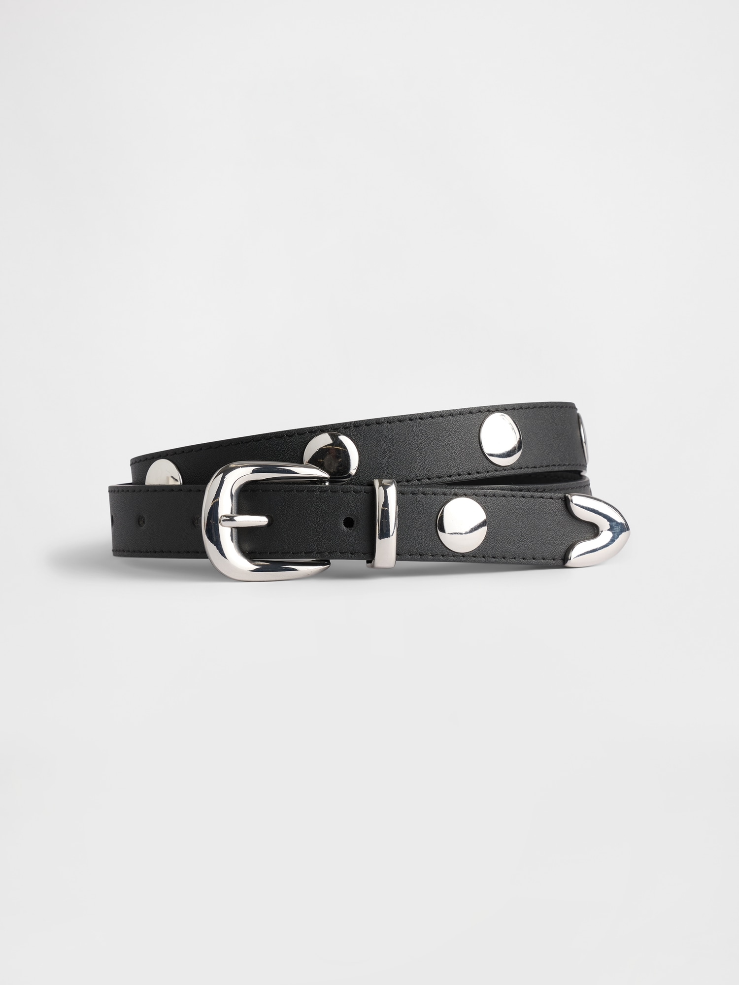 Vegan-Leather Studded Western Belt