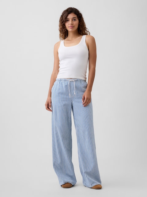 Mid Rise SuperLight Pull-On Wide-Leg Jeans