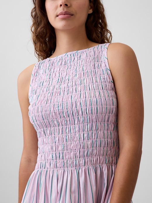 Image number 3 showing, Smocked Boatneck Mini Dress