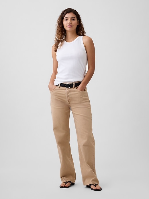 Image number 1 showing, Mid Rise Relaxed Straight Jeans