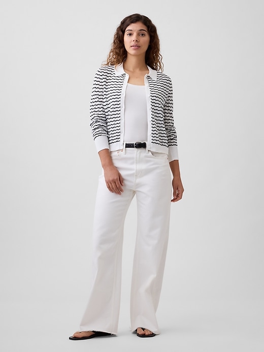 Image number 3 showing, Lace-Stitch Collared Cardigan