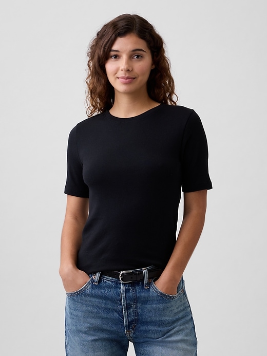 Image number 1 showing, Modern Ribbed Crewneck T-Shirt