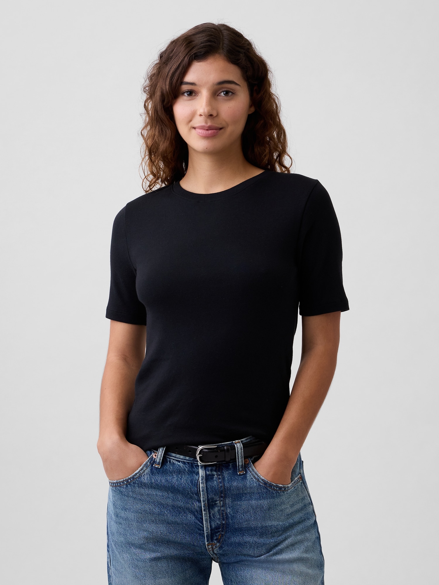 Modern Ribbed Crewneck T-Shirt