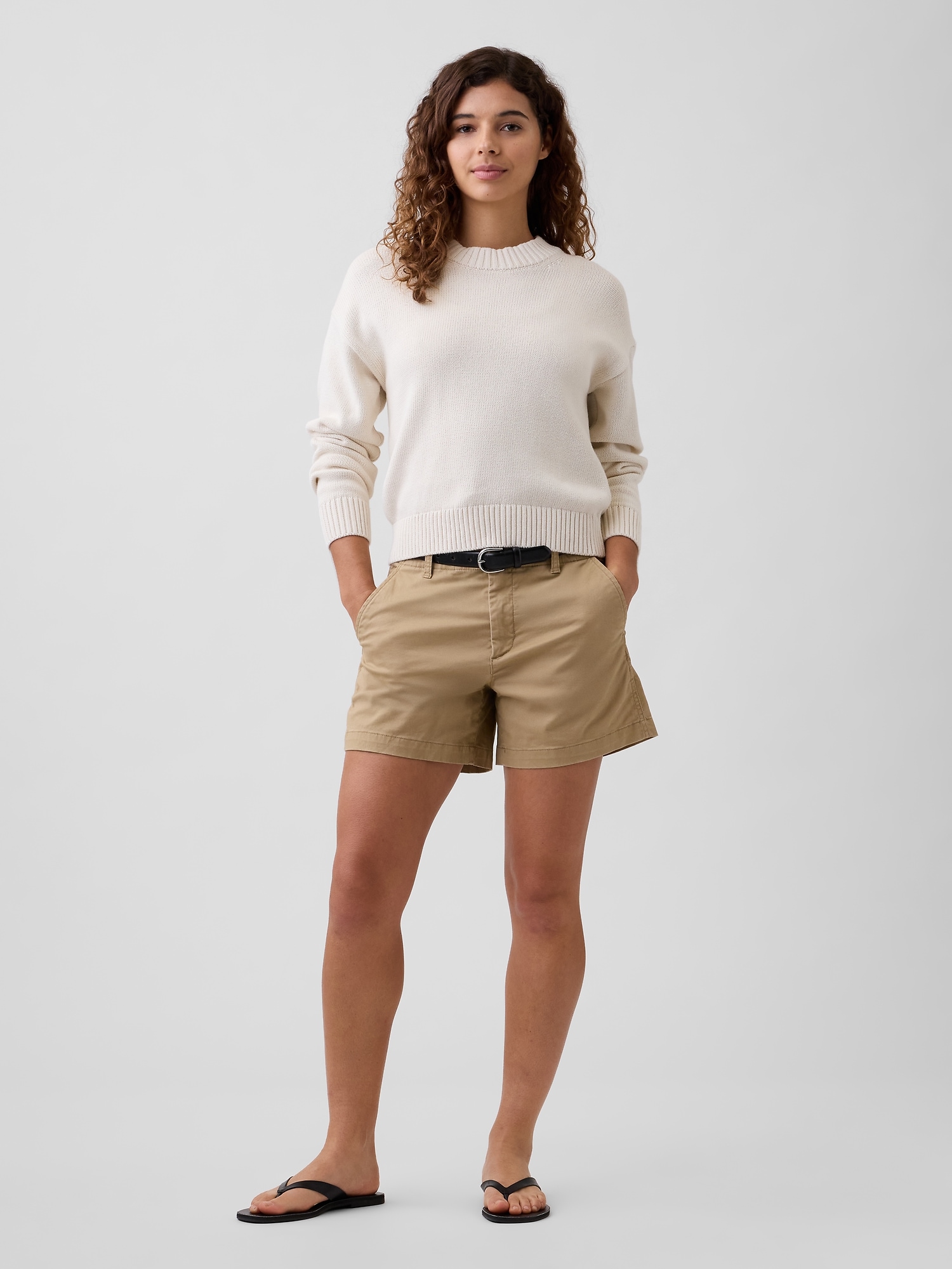 5" Mid Rise Downtown Khaki Shorts