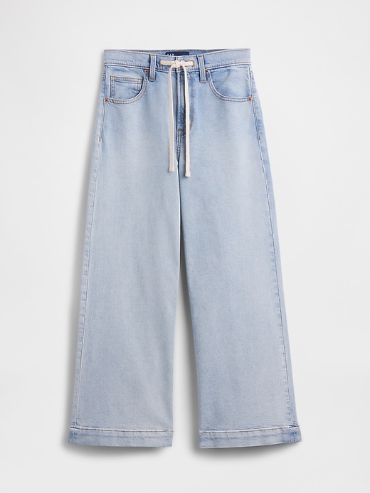 Image number 7 showing, High Rise Drawstring Wide-Leg Crop Jeans