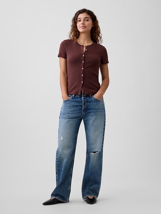 Image number 3 showing, Ribbed Button-Up Top