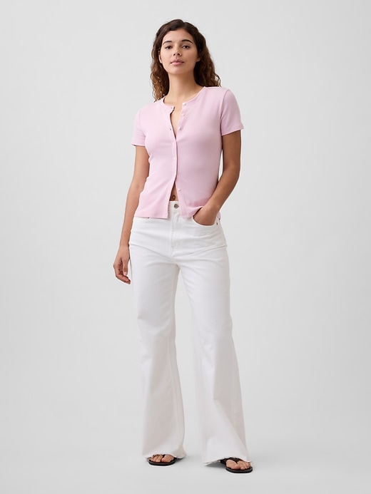 Image number 3 showing, Ribbed Button-Up Top