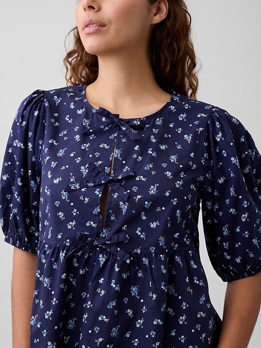 Image number 4 showing, Puff Sleeve Tie-Front Top