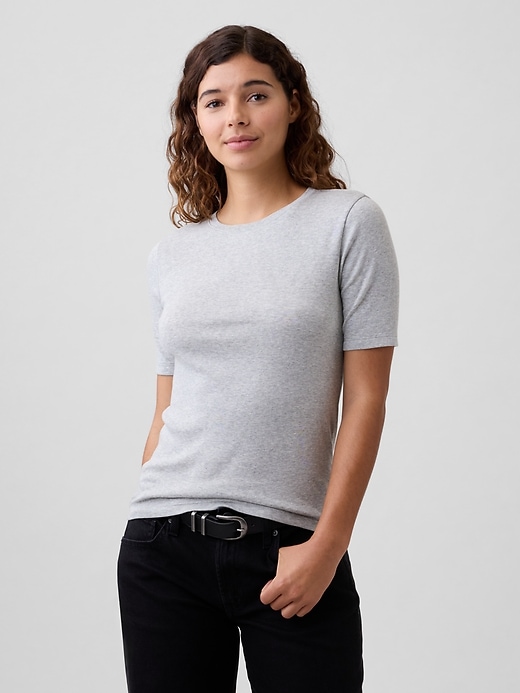 Image number 1 showing, Modern Ribbed Crewneck T-Shirt