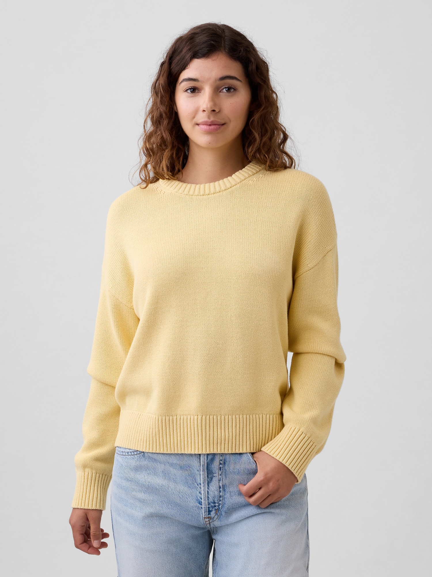 Relaxed Cotton Crewneck Sweater