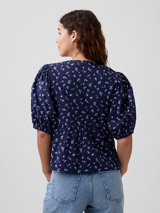 Image number 2 showing, Puff Sleeve Tie-Front Top