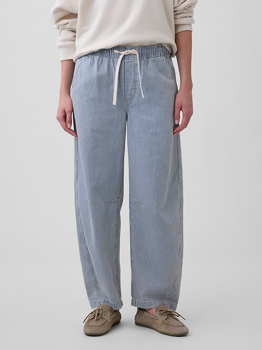 Image number 2 showing, Mid Rise SuperSoft Stripe Pull-On Barrel Jeans