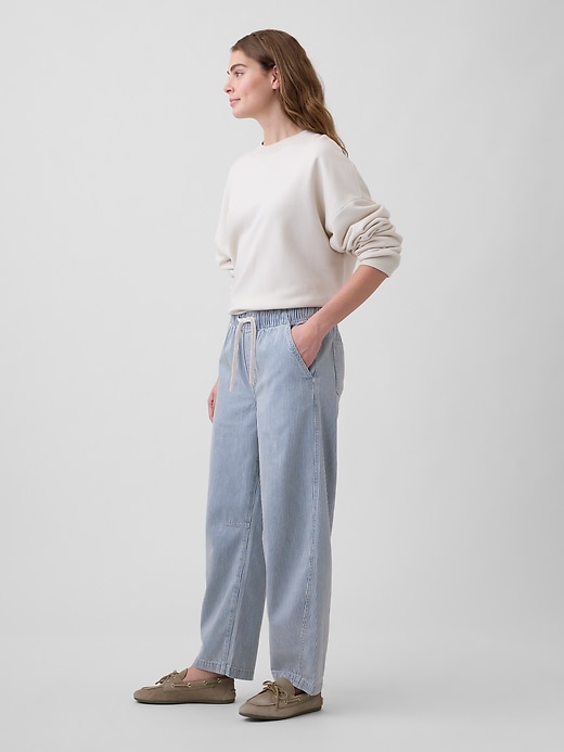 Image number 3 showing, Mid Rise SuperSoft Stripe Pull-On Barrel Jeans