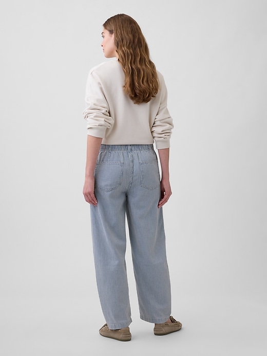 Image number 4 showing, Mid Rise SuperSoft Stripe Pull-On Barrel Jeans