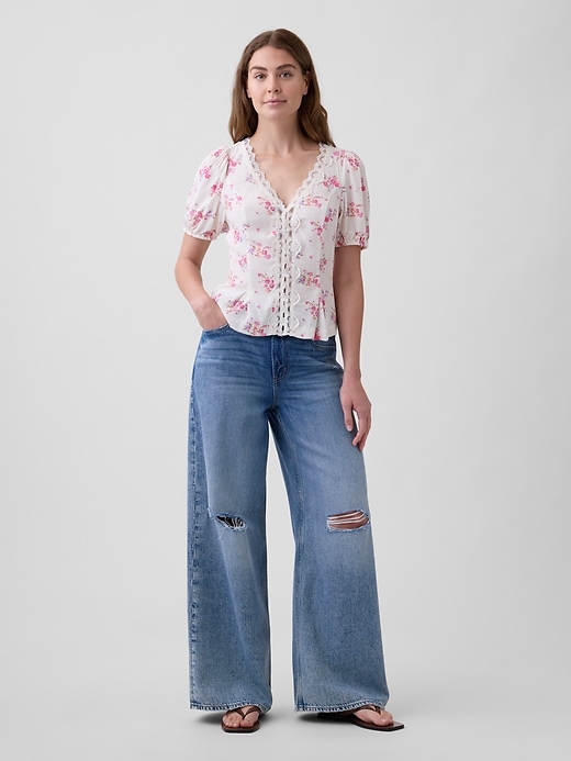 Image number 3 showing, Crepe V-Neck Top