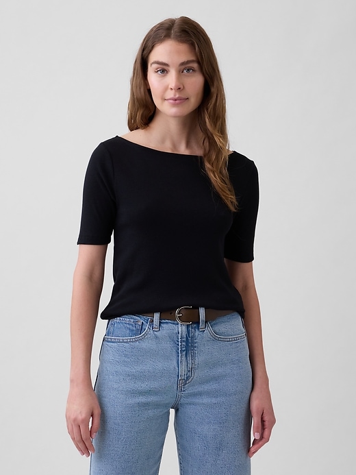 Image number 1 showing, Modern Ribbed Boatneck T-Shirt