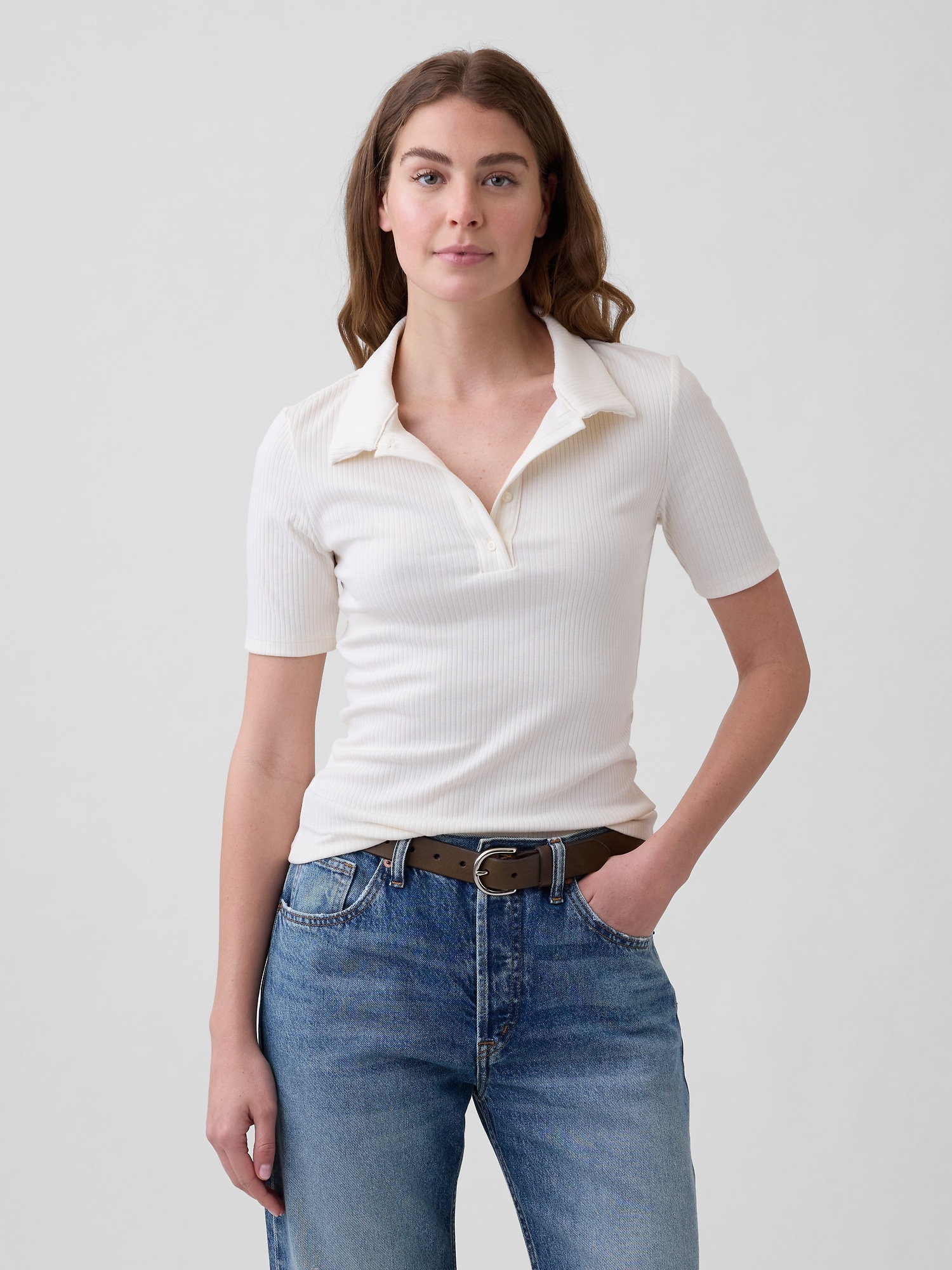 Ribbed Polo Shirt