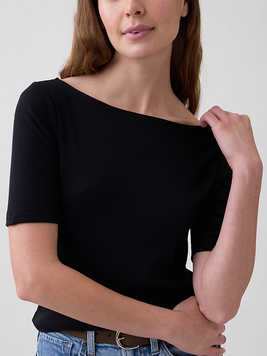 Image number 4 showing, Modern Ribbed Boatneck T-Shirt