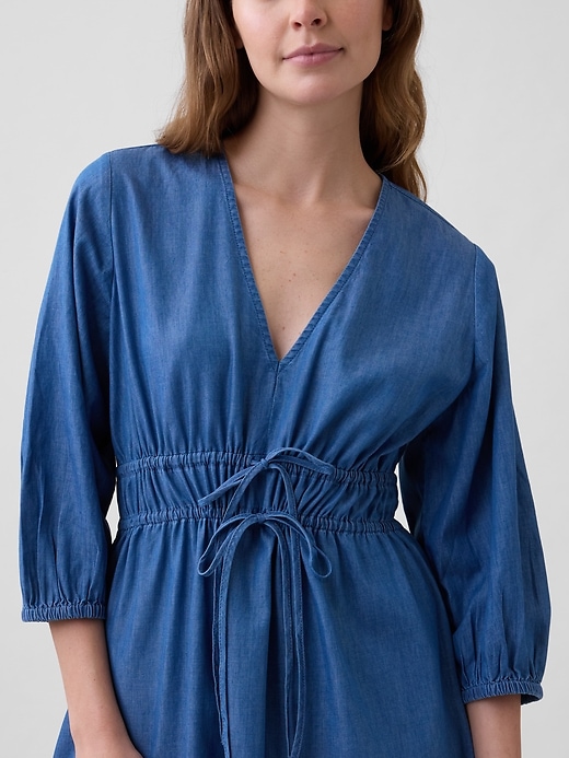 Image number 3 showing, V-Neck Tie-Front Maxi Dress