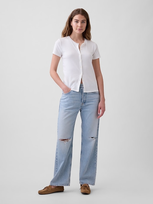 Image number 3 showing, Ribbed Button-Up Top