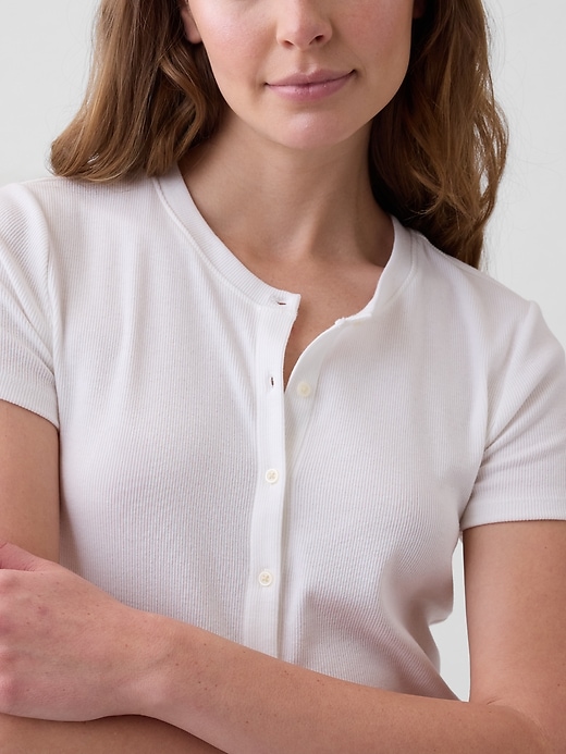 Image number 4 showing, Ribbed Button-Up Top