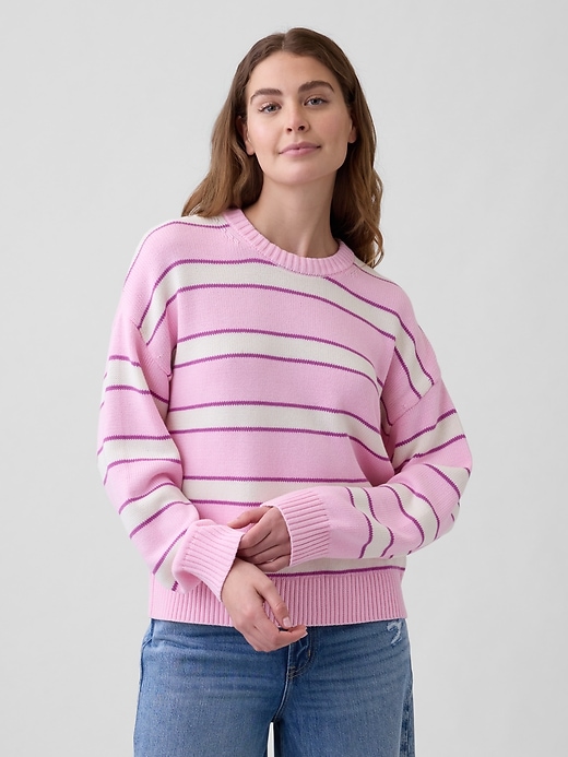 Image number 1 showing, Relaxed Cotton Crewneck Sweater