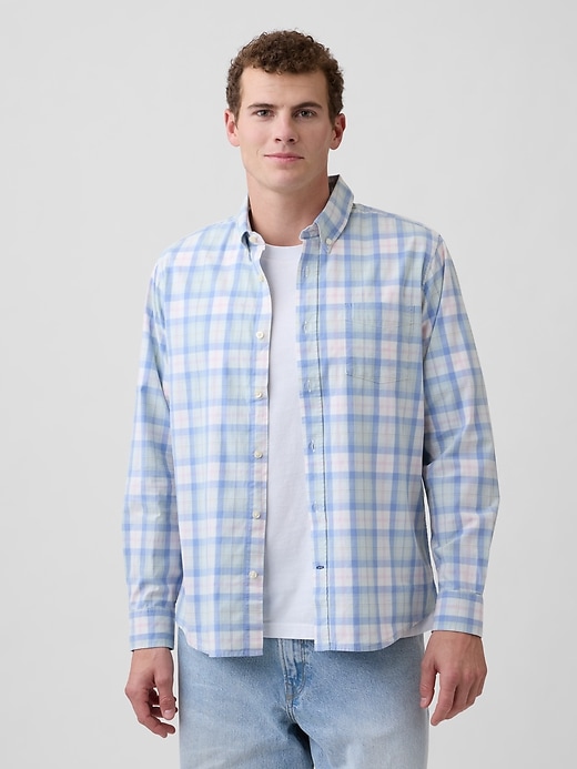 Image number 1 showing, Stretch Poplin Shirt in Standard Fit